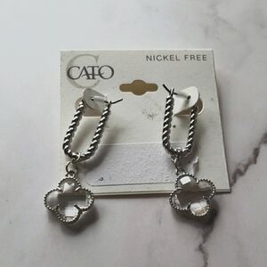 Cato Cutout Crystal Floral Filagree Chain Earrings In Nickel Free Silvertone
